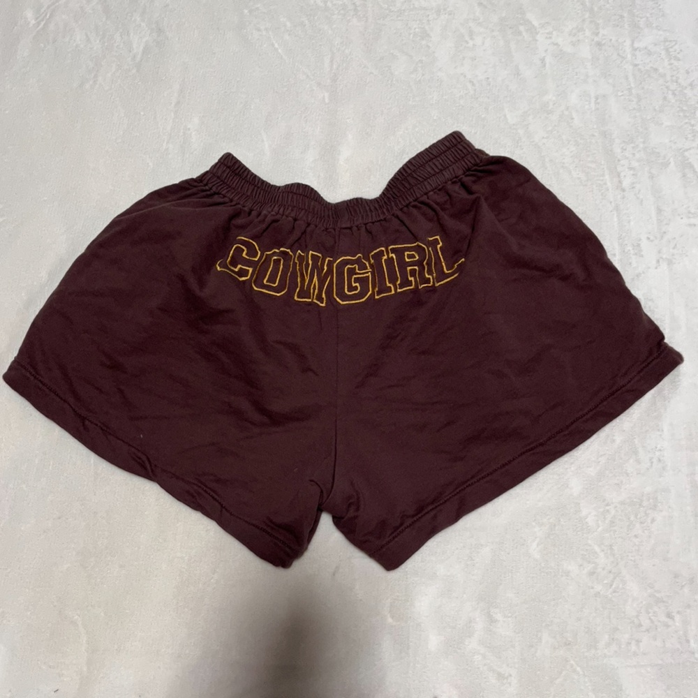 Motel Rocks Cowgirl Sweat Shorts Brown Medium Women